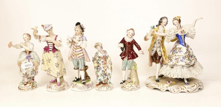 A collection of Dresden porcelain figures