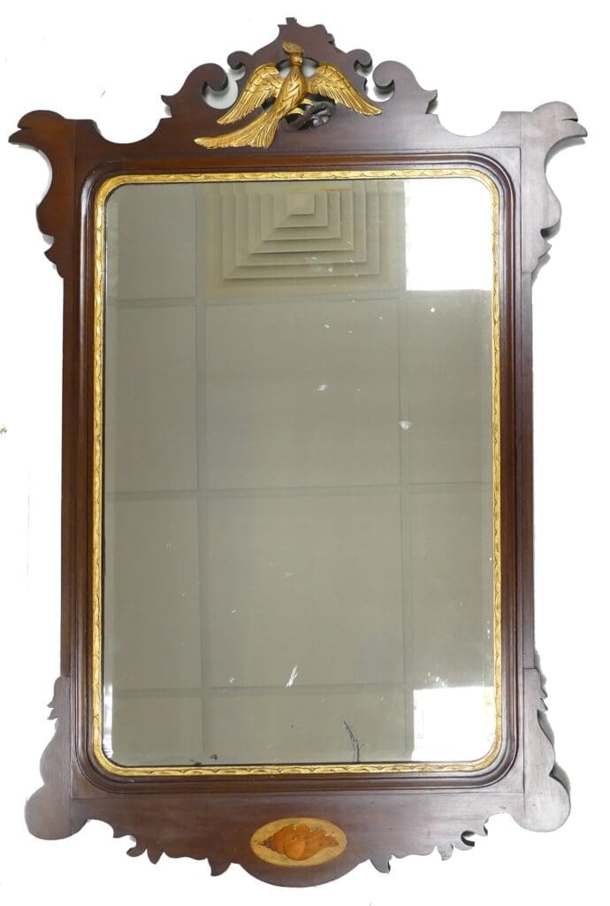 George III Style Ho-ho Bird Bevelled Glass Mirror, £30-£60, March FA 2025 George III Style Ho-ho Bird Bevelled Glass Mirror
