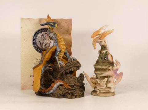 Lot-474-Enchantica-dragon-Jabel-with-Enchantica-dragon-trinket-pot An Enchantica dragon Jabel figure with an Enchantica dragon trinket pot
