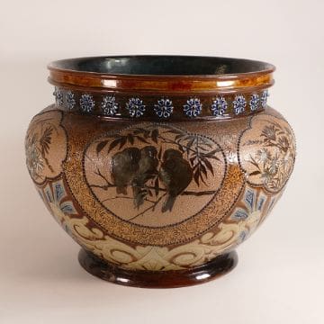 Lot-600-Florence-Barlow-for-Royal-Doulton-Lambeth-Stoneware-Jardiniere Florence Barlow for Royal Doulton Lambeth Stoneware Jardiniere