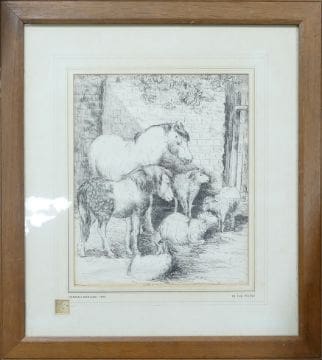 Lot-610-Hannah-Bolton-Barlow-In-The-Pond-framed-drawing Hannah Bolton Barlow In The Pond framed drawing