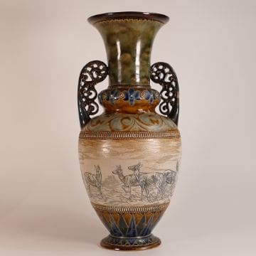 Lot-631-Hannah-Barlow-for-Doulton-Lambeth-large-twin-handled-Stoneware-vase Hannah-Barlow-for-Doulton Lambeth large twin handled Stoneware vase