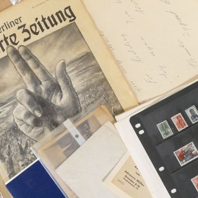 Lot-1189-Large-tray-containing-German-stamps-covers-postmarks-postcards-sheets-mainly-WWII-period Large tray containing mainly WWII-period German stamps, covers, postmarks, postcards and sheets
