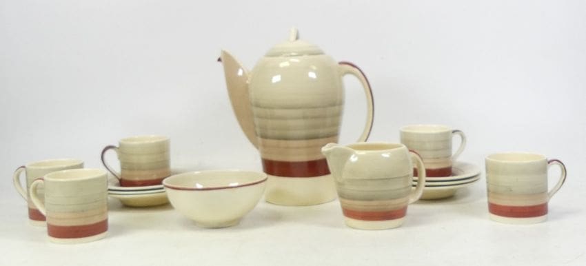 Lot-201-Susie-Cooper-for-Crown-Works-Burlsem-Red-Wedding-Band-14-piece-coffee-set Susie Cooper for Crown Works Burslem Red Wedding Band 14 piece coffee set