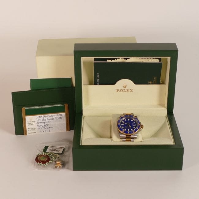 Lot-1552-Rolex-Submariner-Blue-steel-gold-chronometer-watch-2 A 2002 Rolex Submariner ‘Blue’ steel/gold automatic chronometer watch with original packaging