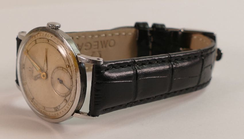 Lot-726-1940s-Omega-stainless-steel-gentlemans-wristwatch a 1940s Omega stainless steel gentleman's wristwatch