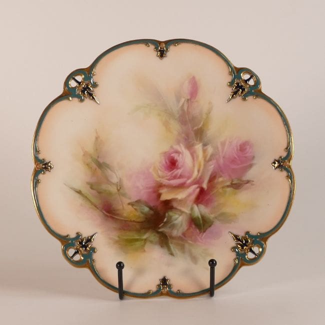 Lot-256-Royal-Worcester-hand-painted-Hadleys-Roses-cabinet-plate A hand-painted Royal Worcester Hadley's Roses cabinet plate