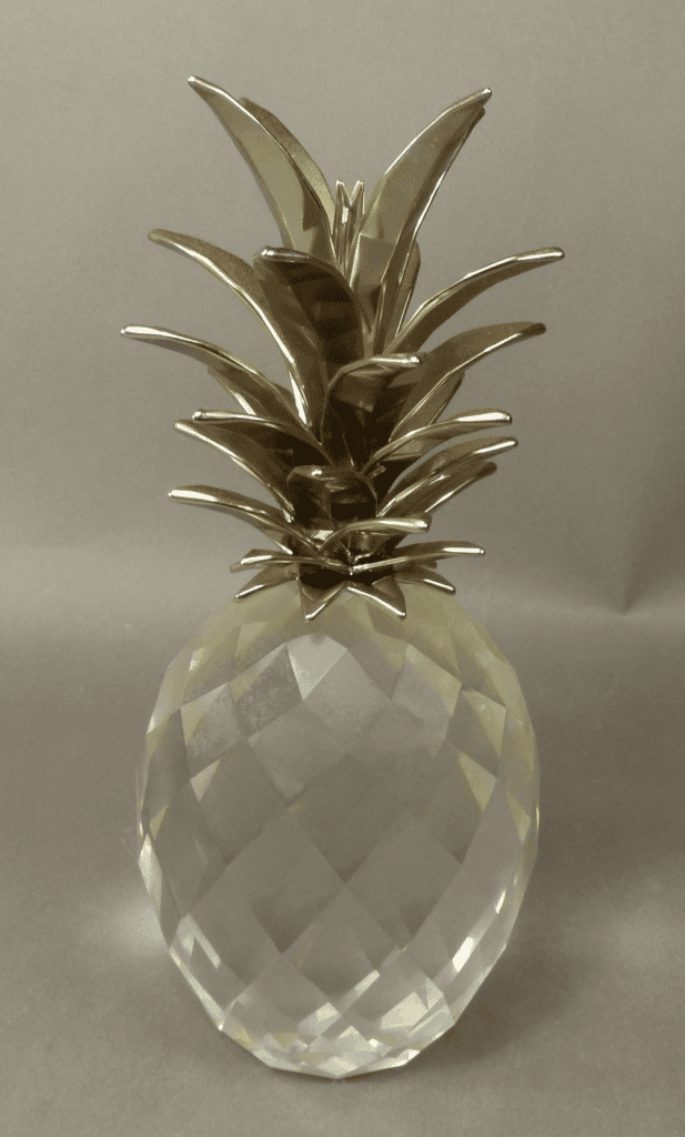 Swarovski crystal large Pineapple with gold-plated leaves from the 'sparkling fruit series' height 20.5cm