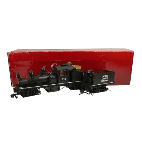 Bachmann Spectrum Master Railroader Series G gauge 1:20.3 scale narrow gauge model railways 82494 DCC ready 55 ton three truck Shay locomotive Oregon Lumber Company #110 black, boxed. Untested.