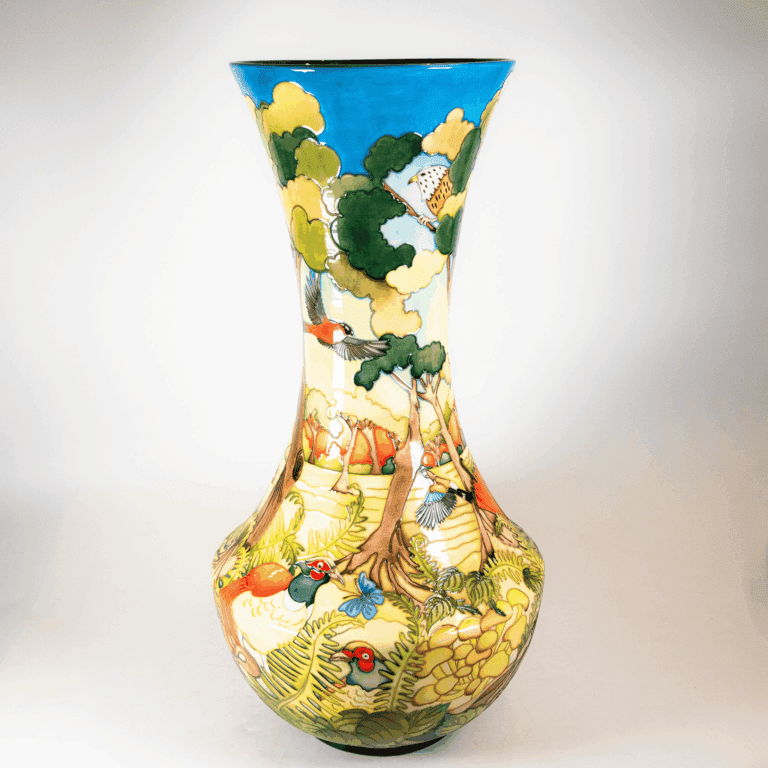 Moorcroft Prestige Hockeridge & Pancake Woods vase 332/26. Limited edition 3/5, RRP £7000, signed by designer Kerry Goodwin, height 67cm.