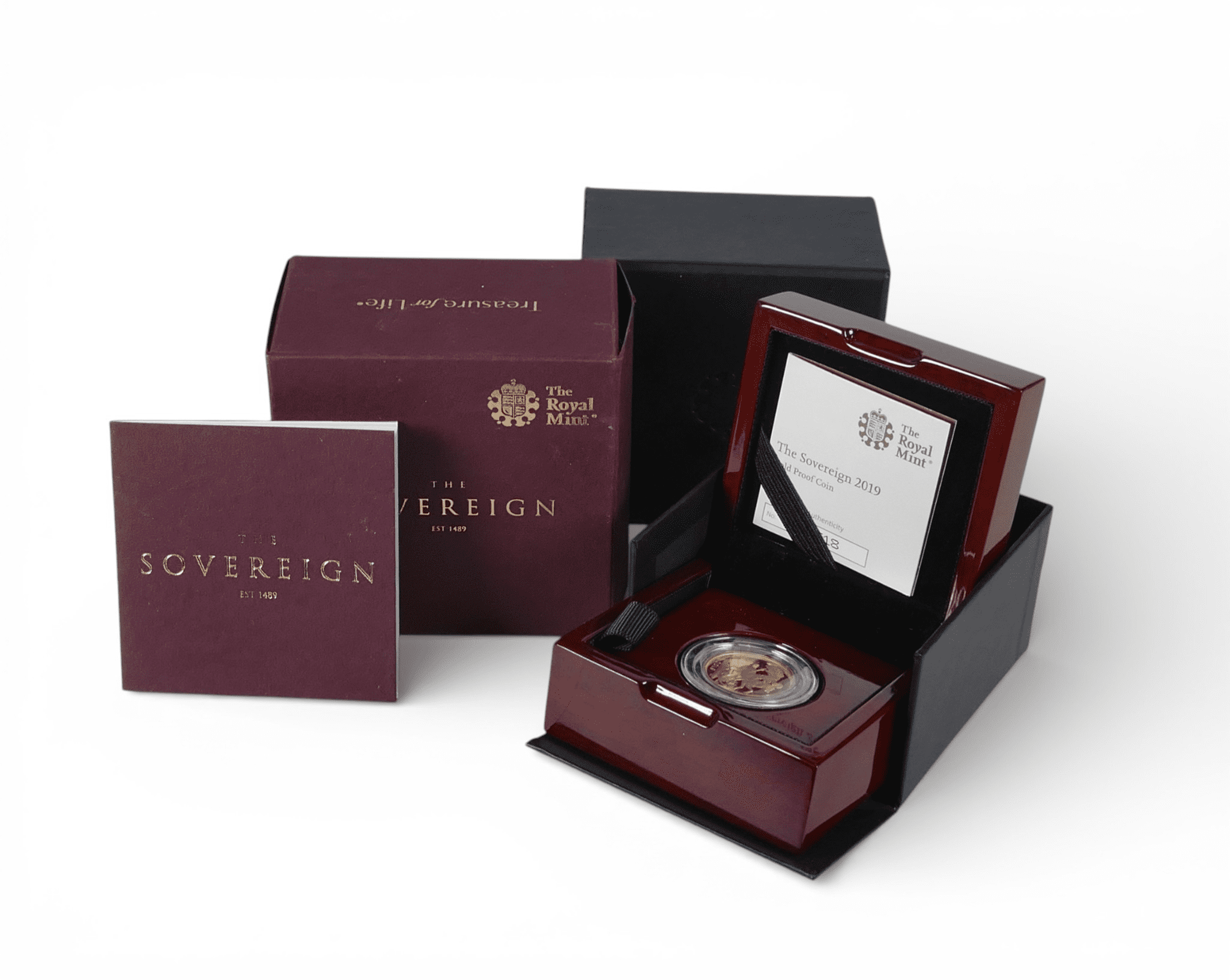 Proof FULL sovereign coin 2019, boxed with COA.